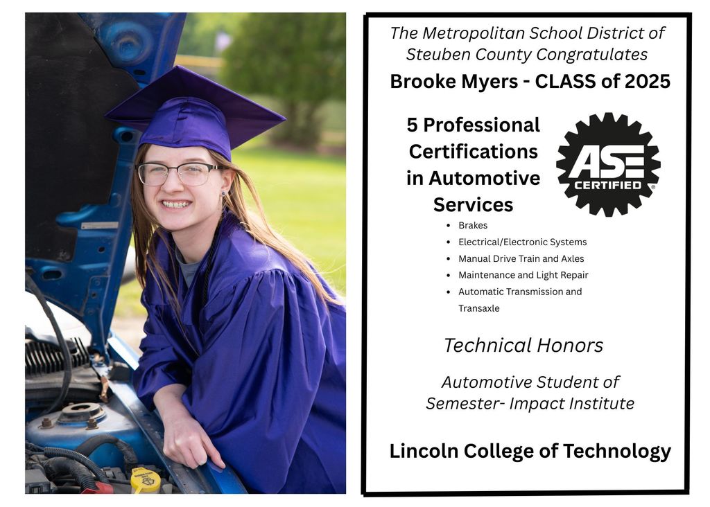 student in graduation outfit and notice with their certifications