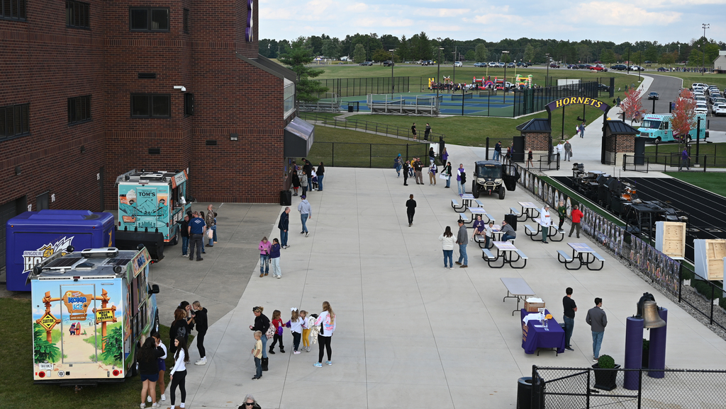 stadium with food trucks