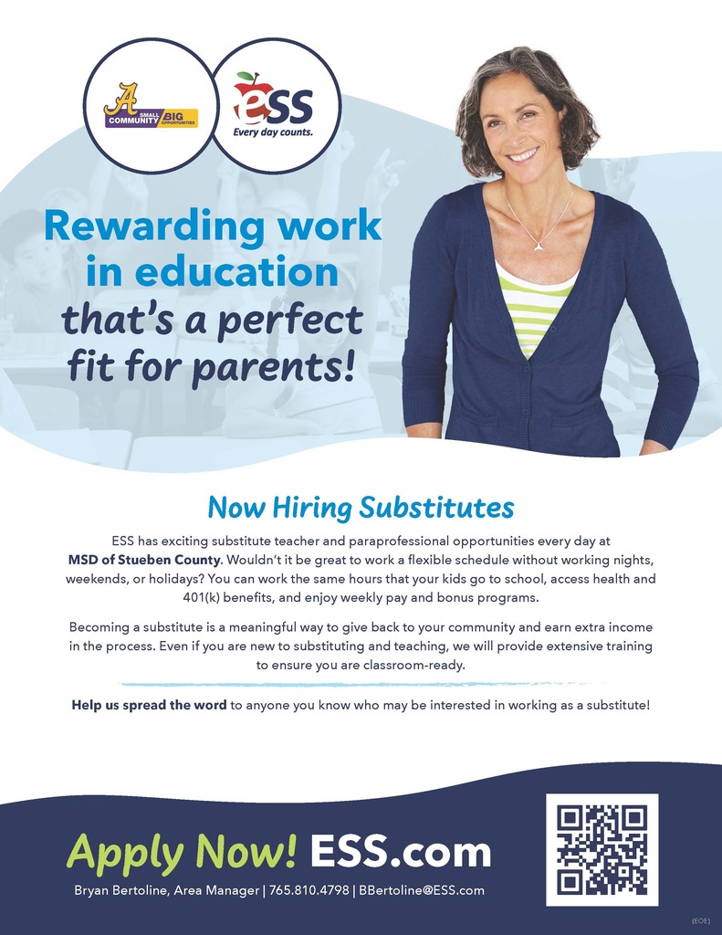 Substitute Teacher advertisement for parents