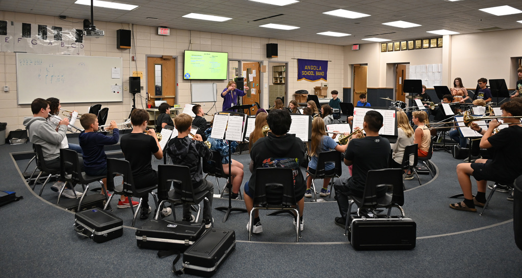 students in band