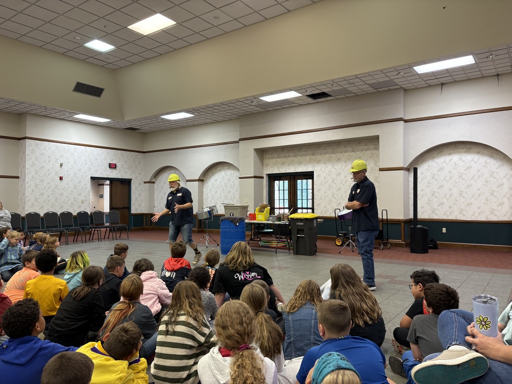 Students learning about recycling