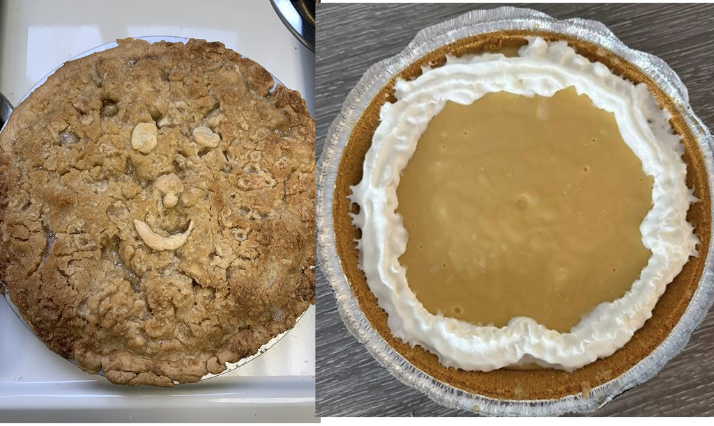 two pies apple crumbel and key lime