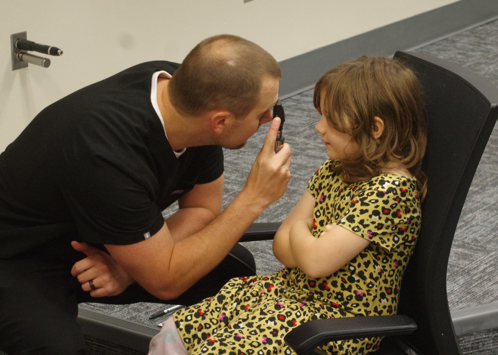 child getting eye exam