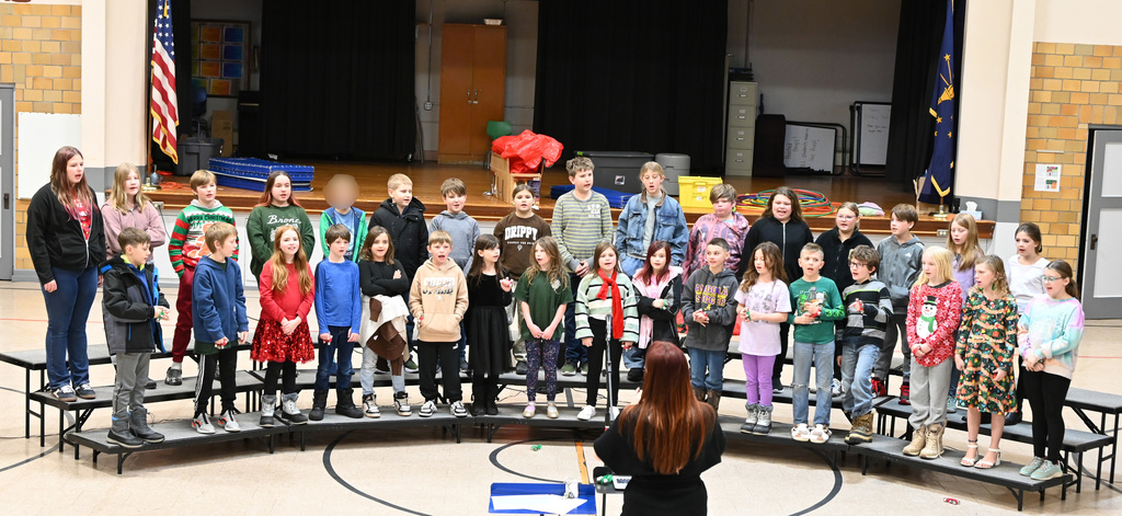 class of kids in winter program
