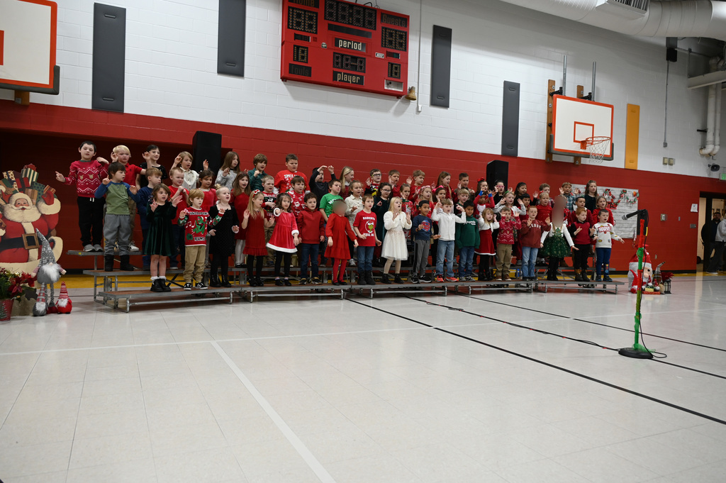 class of kids in winter program