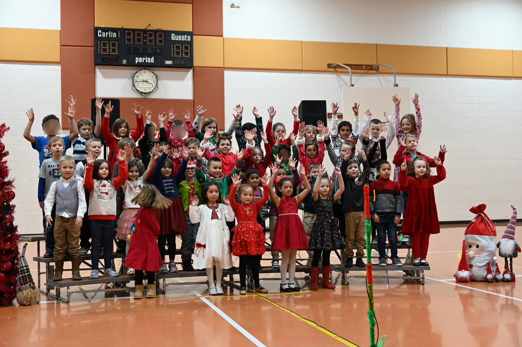 class of kids in winter program