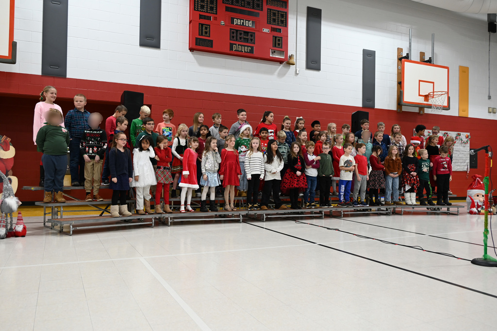 class of kids in winter program