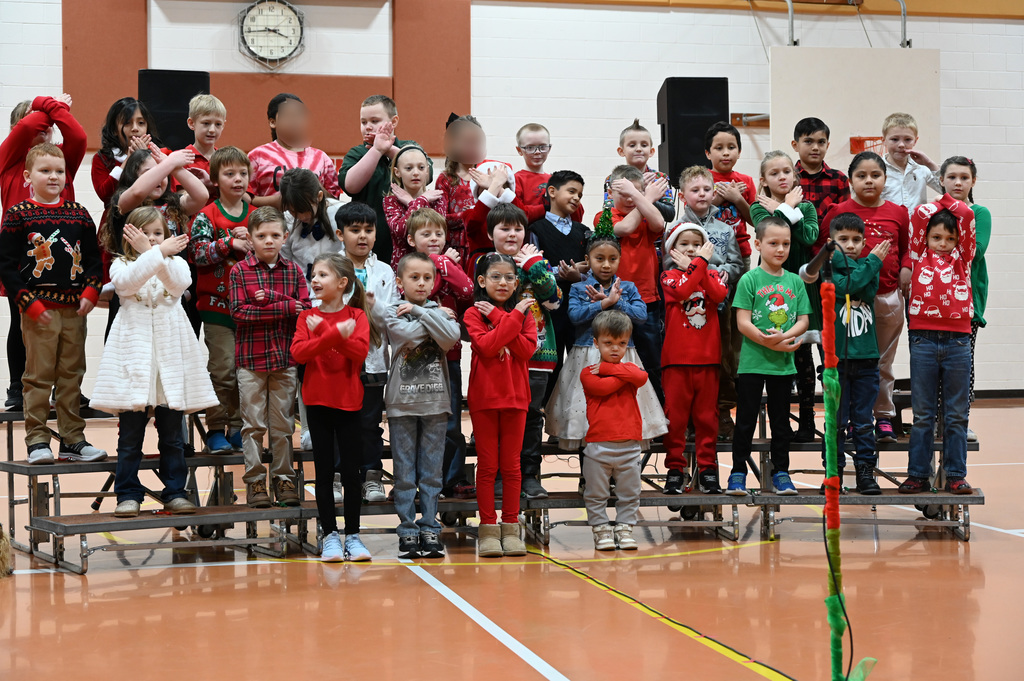 class of kids in winter program