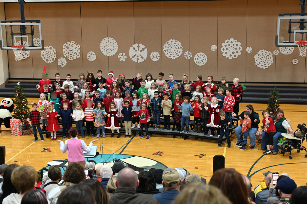 class of kids in winter program