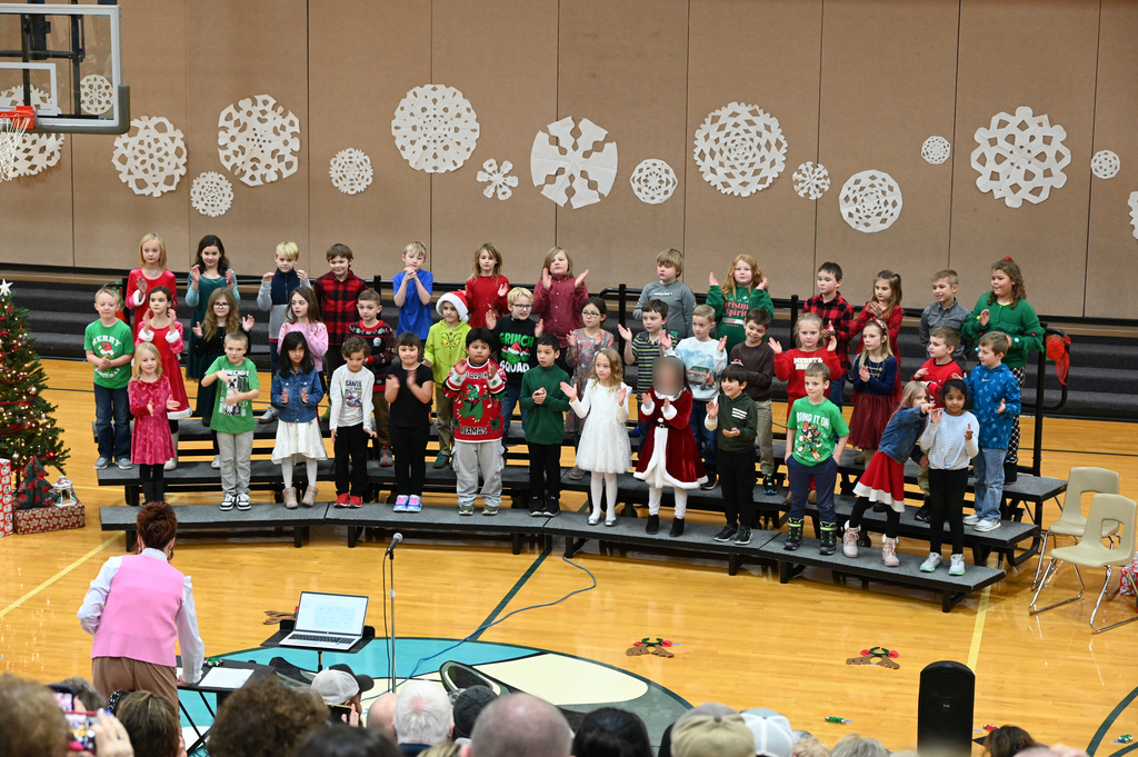 class of kids in winter program