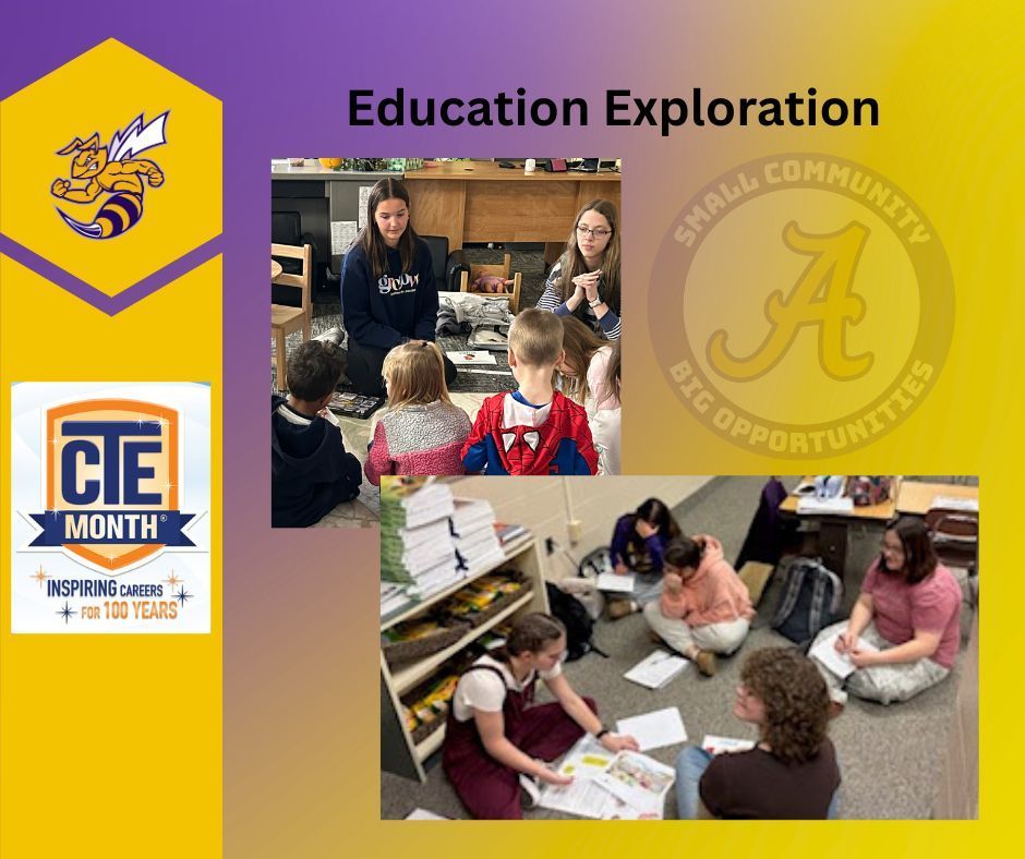 Education expoloration, CTE Month - two pictures of students working