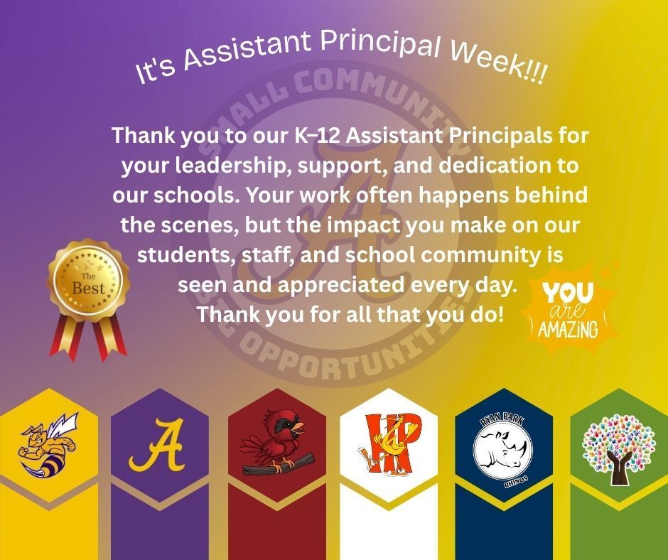 Thank you to our Kā12 Assistant Principals for your leadership, support, and dedication to our schools. Your work often happens behind the scenes, but the impact you make on our students, staff, and school community is seen and appreciated every day. Thank you for all that you do!