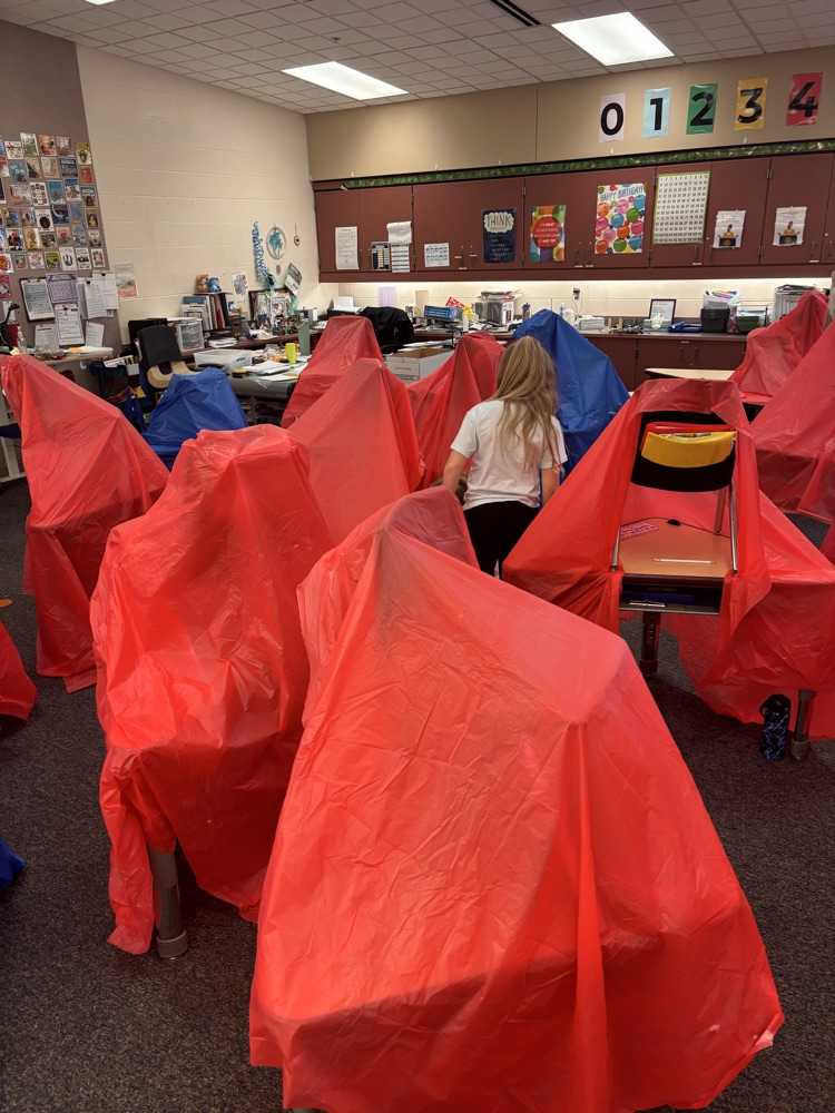 Desks covered in plastic