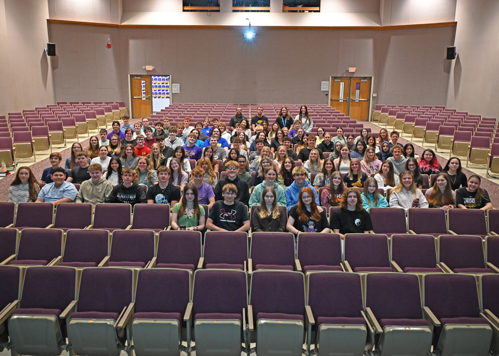 Auditourium of students all looking at front