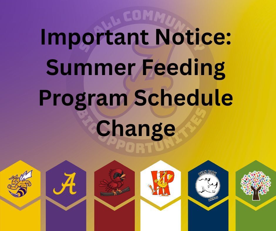 Important Notice: Summer Feeding Program scedule change
