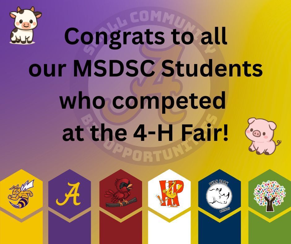 Congrats to all our MSDSC Students who competed at the 4-H Fair!
