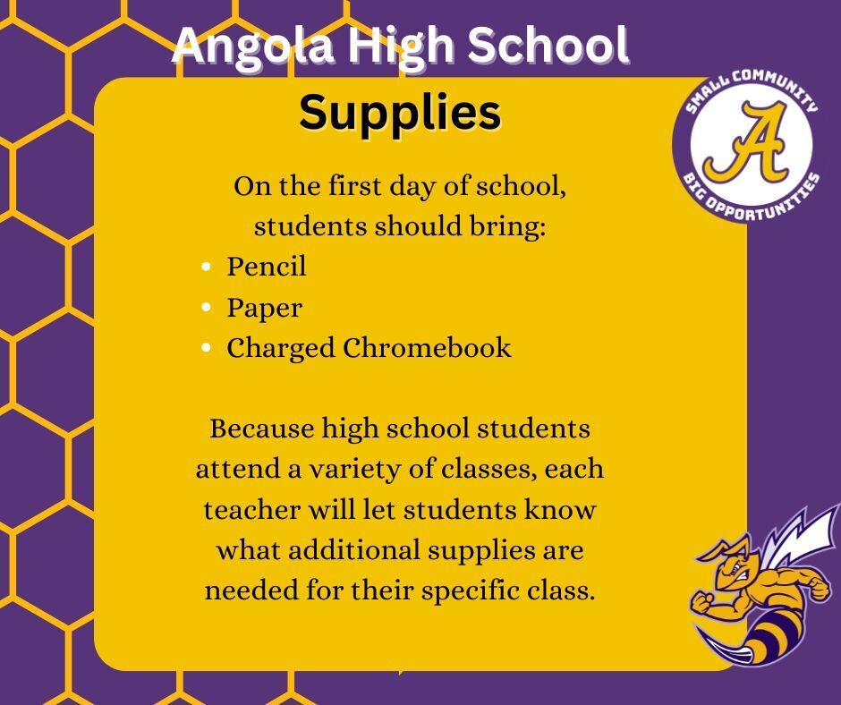 Angola High School Supply List