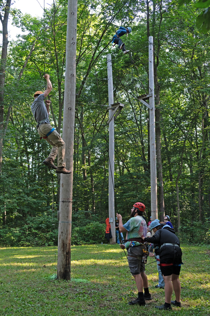 People on pole equipment