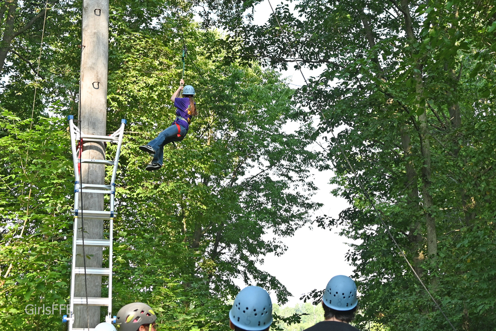 girl on a zip line