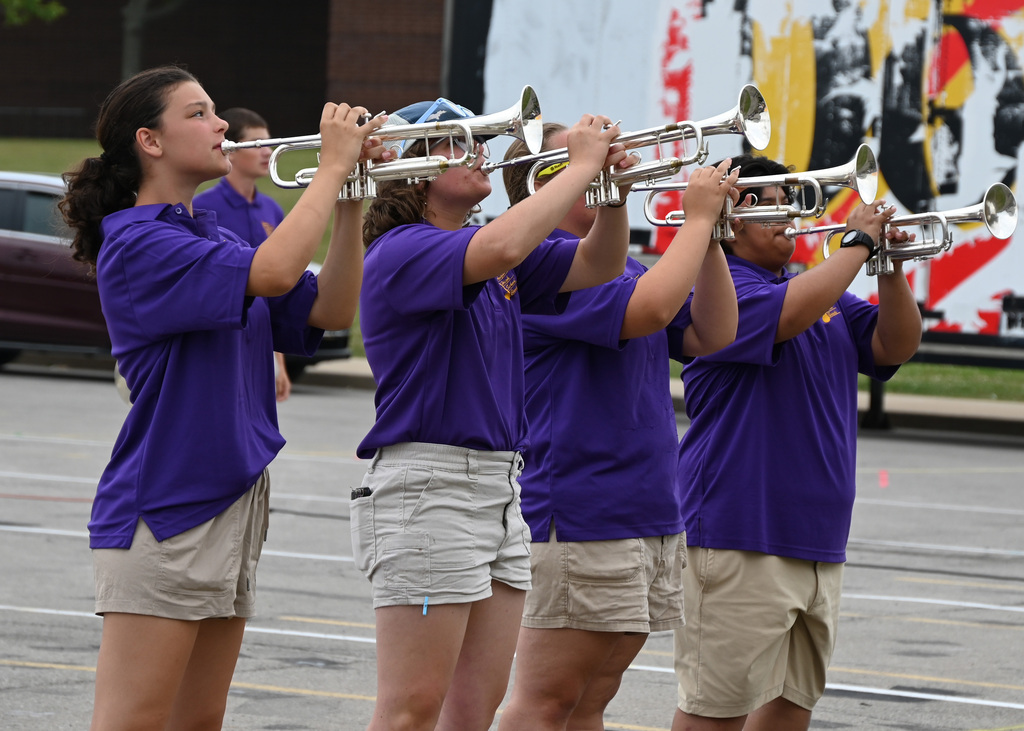 line of trumpet players