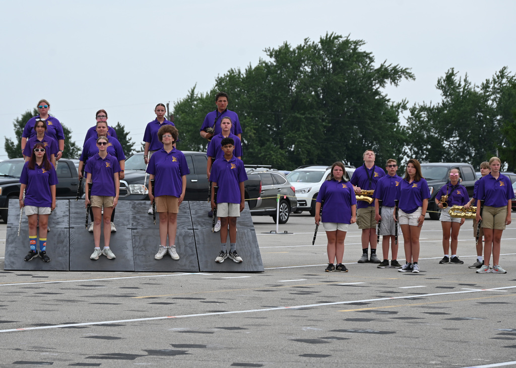 high school band standing in formation