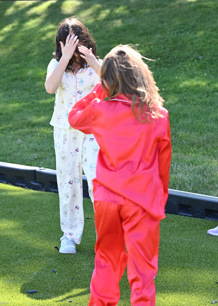 two girls in pajamas