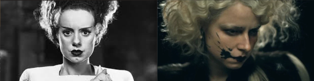 Photo of the original Bride of Frankenstein vs the modern rendition of The Bride.