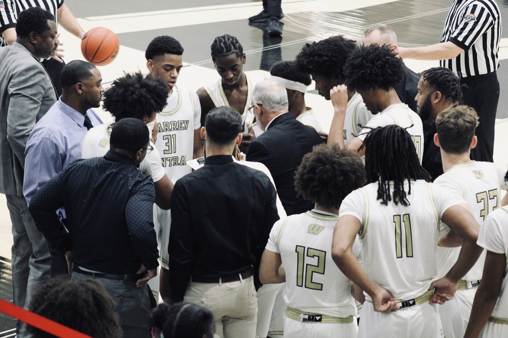 Group huddle before beating Southport