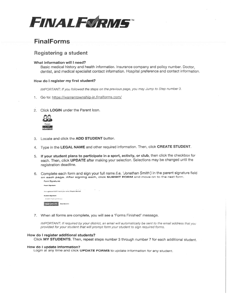 sports forms