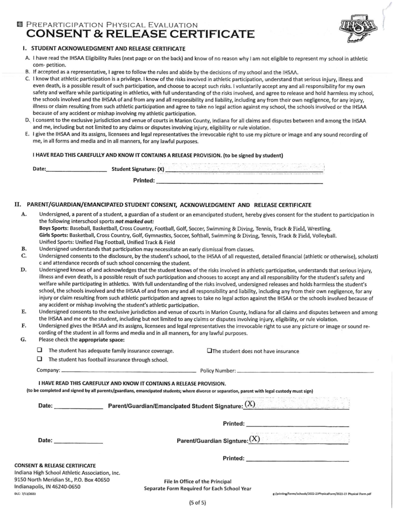 sports forms