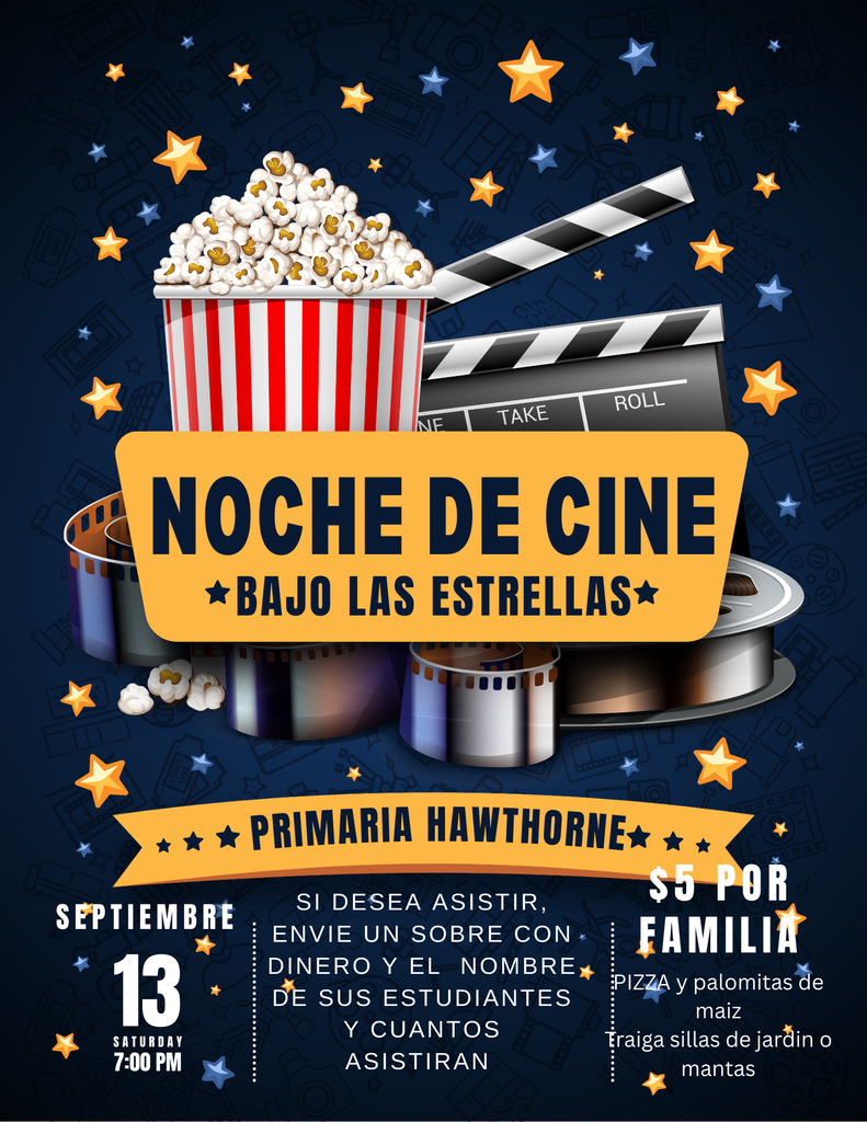 Movie night is Saturday $5 per family