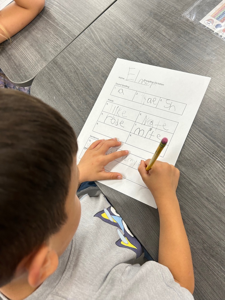 Students working on sentence dictation.