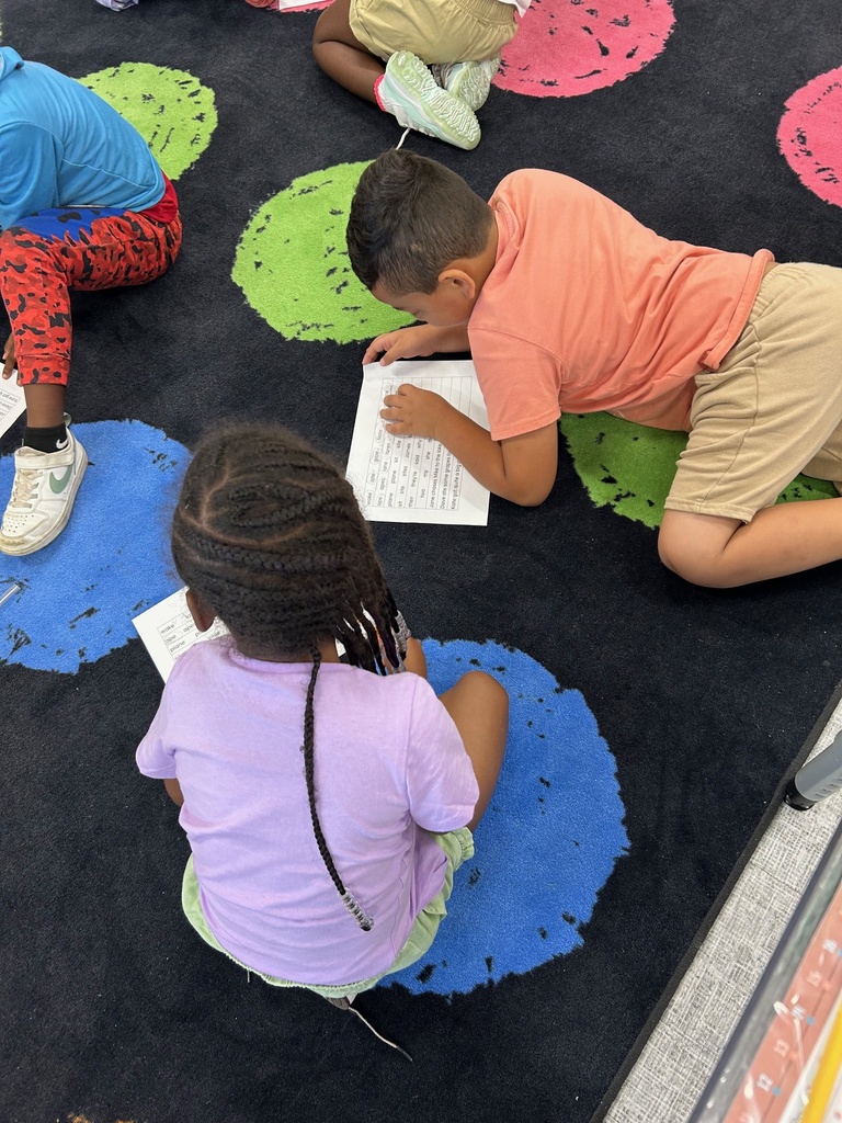 Students reading CVC and VCe words with a partner.