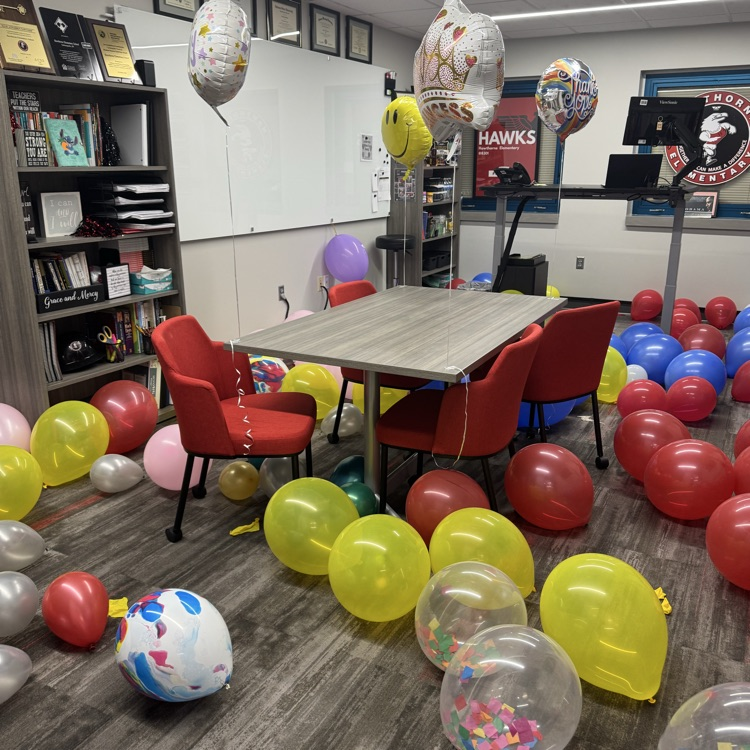 Balloons in Mr. Butler’s office.
