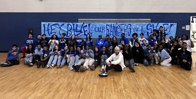 Colt's mascot posing with our Rangers in Colt's swag.  
