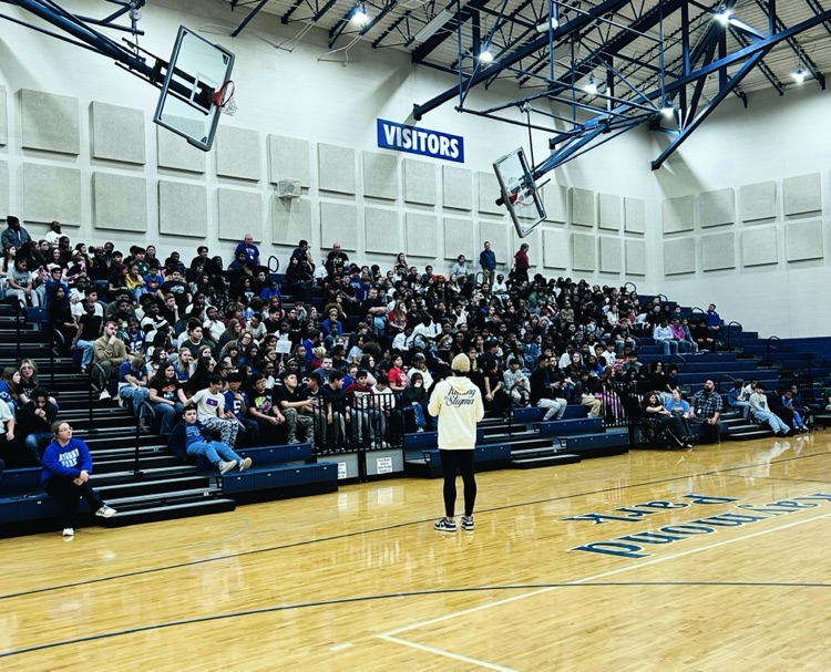 Blue talking to our 7th and 8th graders. 