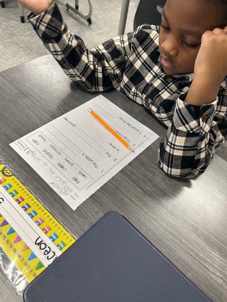 1st grade student using phonics skills to choose the best word to complete the sentence.