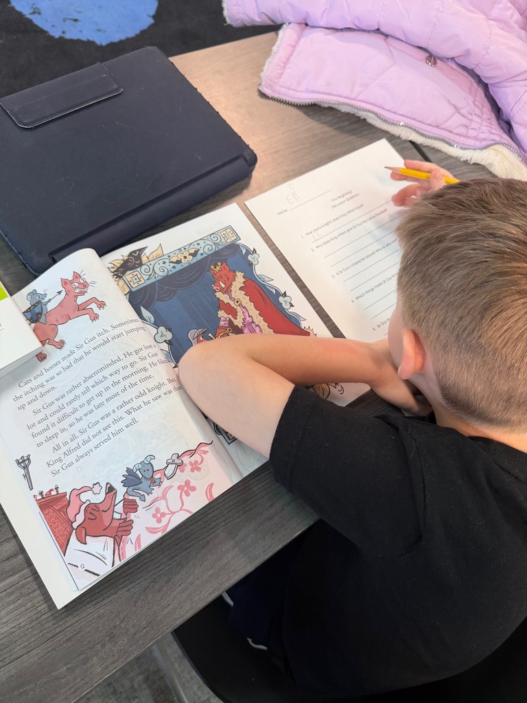 Second grade student using text evidence to answer questions about the story they read.