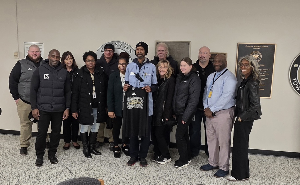 Thank you John Adams for all your hard work at Creston.. The Administration came to help celebrate his work and present him with a gift .