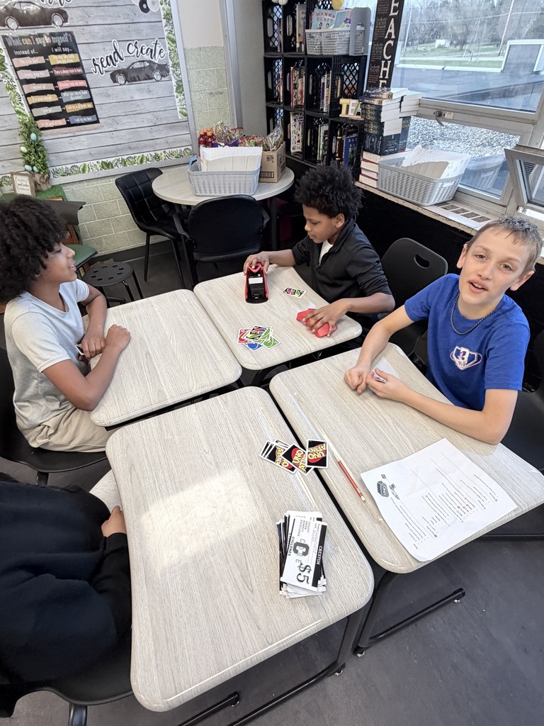 The student's  in Mr. Wells class enjoyed learning through games, UNO,  before Spring Break.