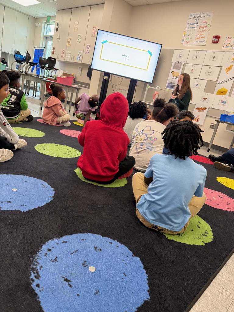 Kindergarten students practicing tricky words.