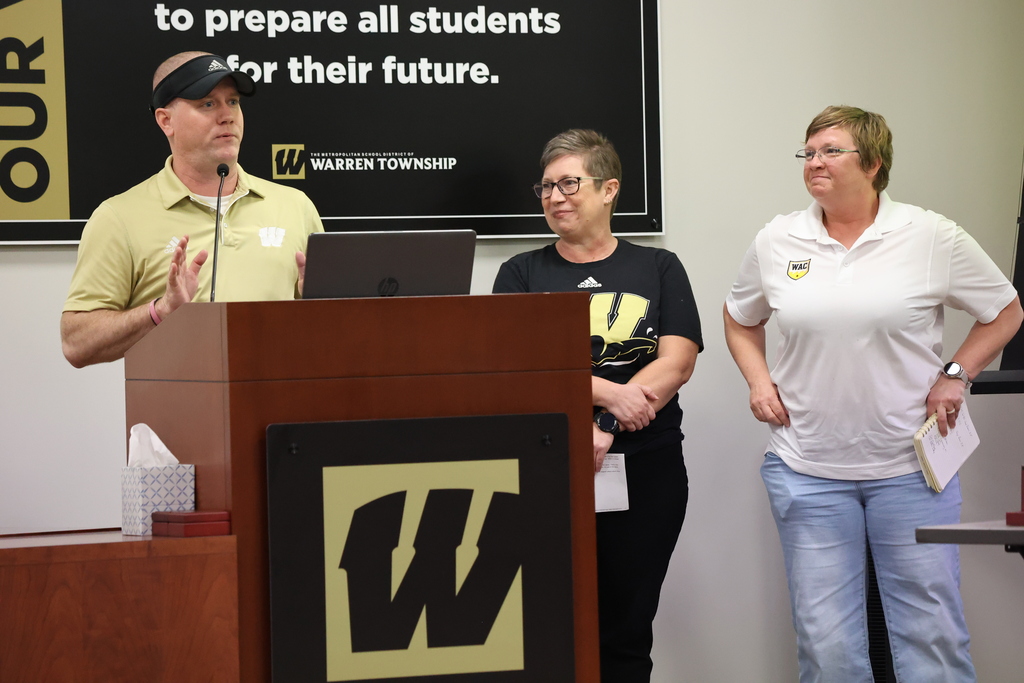 What an amazing season for Warren Central Aquatics! Thank you to our student-athletes and coaches for sharing a program update at tonight’s board meeting and for representing Warren Township with pride all year long! 🖤💛 #WarrenWill