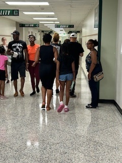 Students and Parents navigating the halls