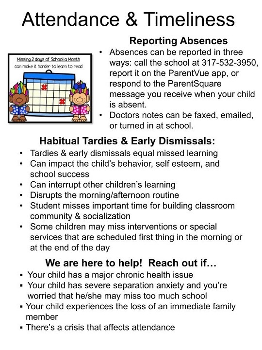 Information about the importance of attendance and timliness.