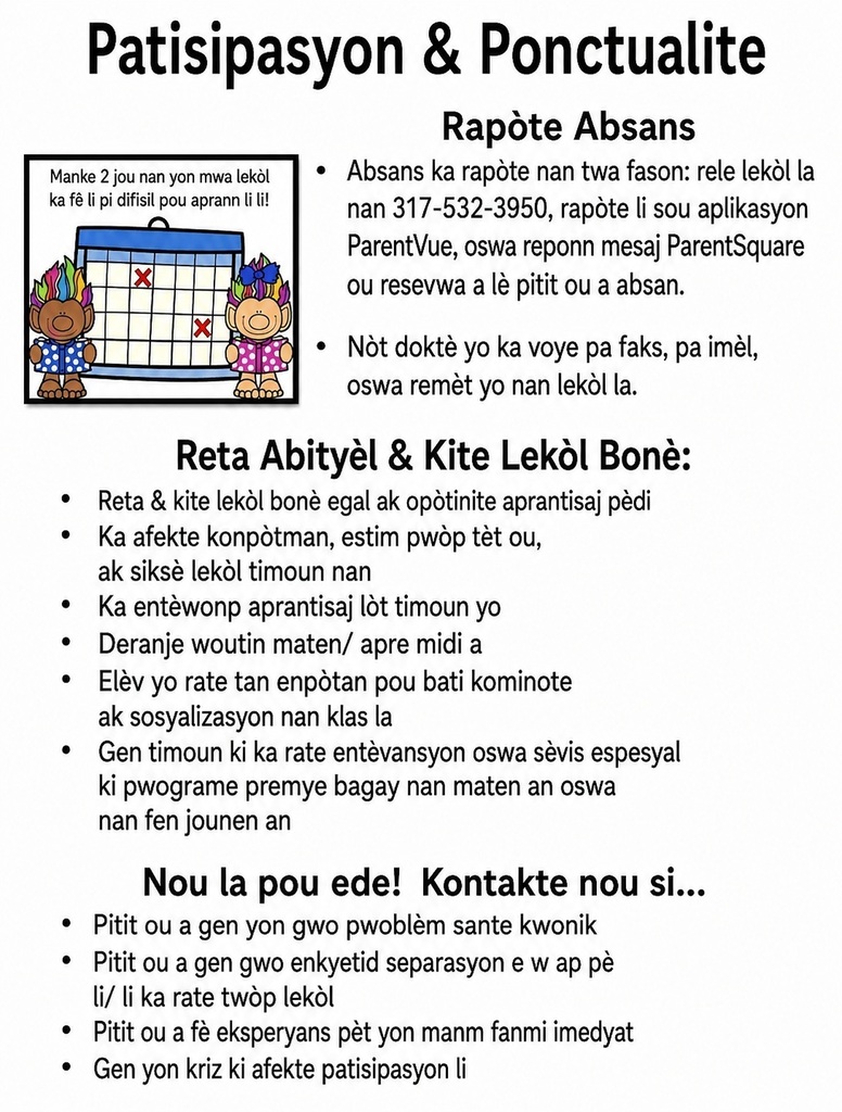 Information about the importance of attendance and timliness.