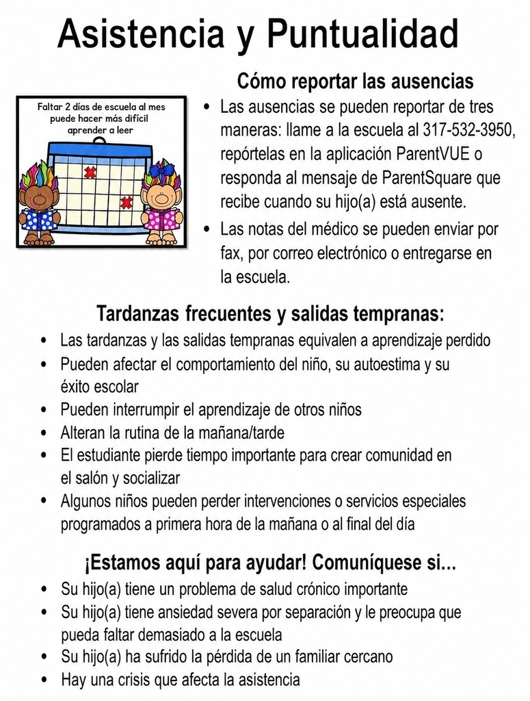 Information about the importance of attendance and timliness.