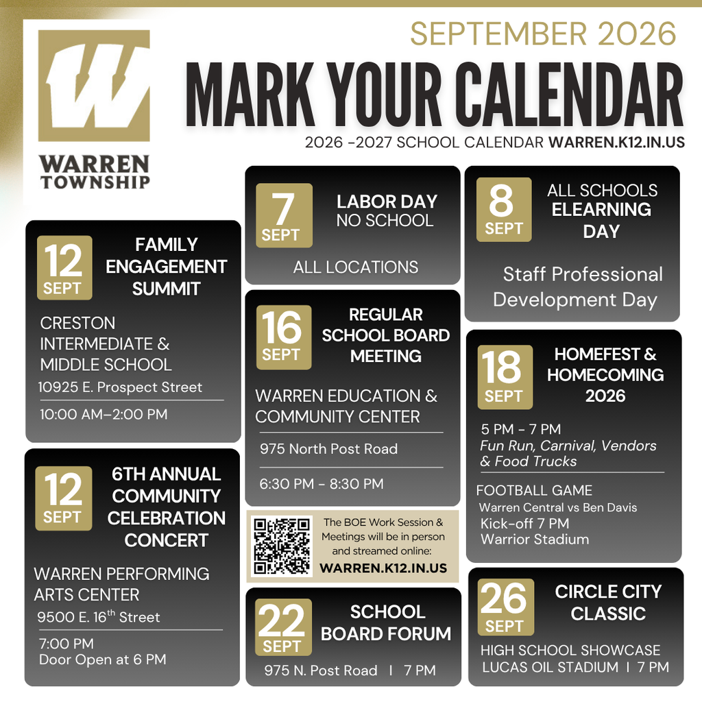 September in Warren! 📅💛🖤 Mark your calendar!