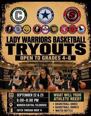 Lady Warriors Basketball Tryouts announcement