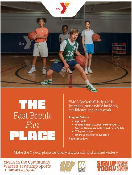 Flyer about YMCA in the Community Basketball League