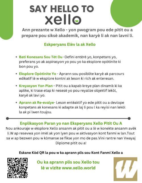 Say Hello to Xello flyer